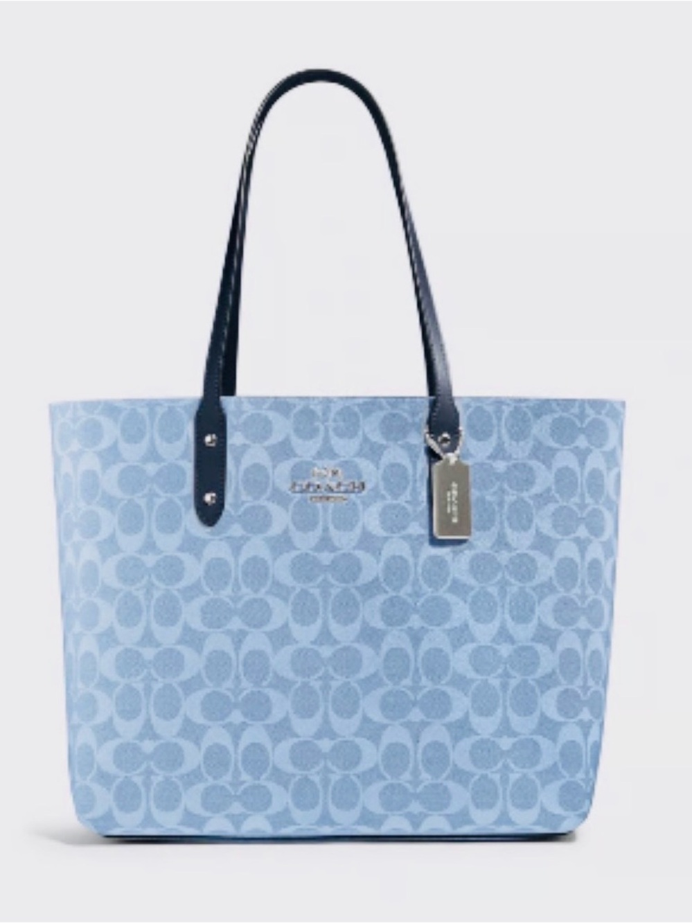 Coach Blue Denim Look Canvas Tote - Picture 8 of 10